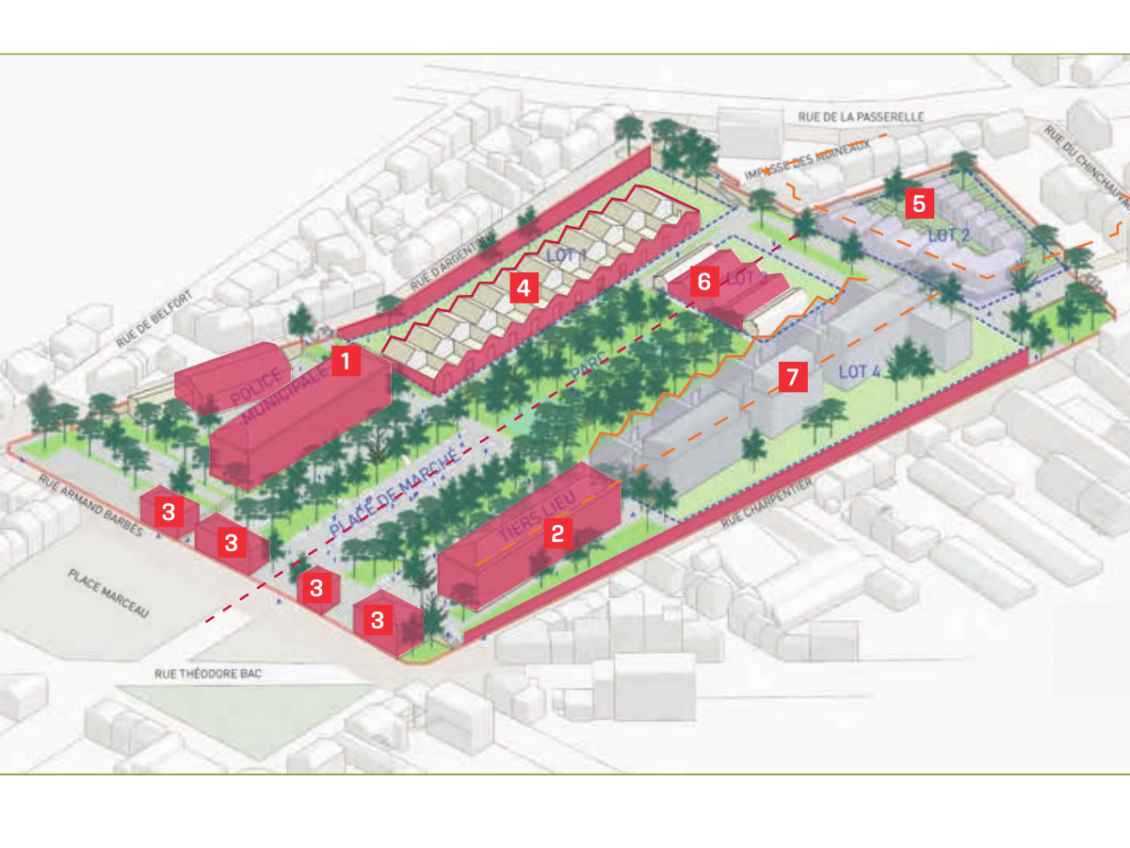 Plan du projet de reconversion de l'ancienne caserne Marceau à Limoges.